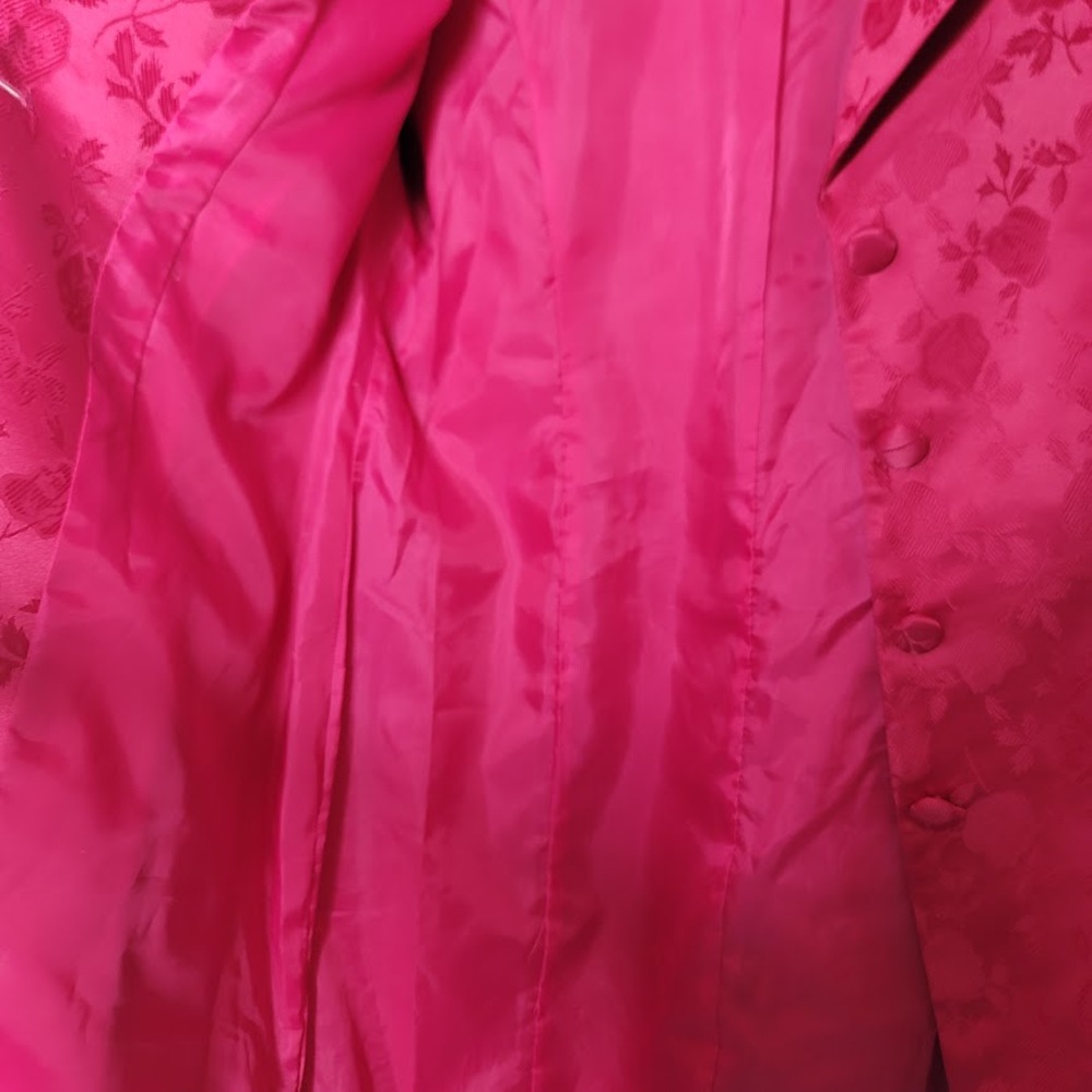 Vintage Aussie Austine Size 12 long jacket Red Floral Design lined - Picture 5 of 5